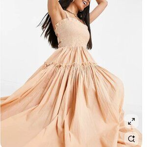 ASOS DESIGN Cami Midi Sundress with Raw Edges in Apricot, Size 0